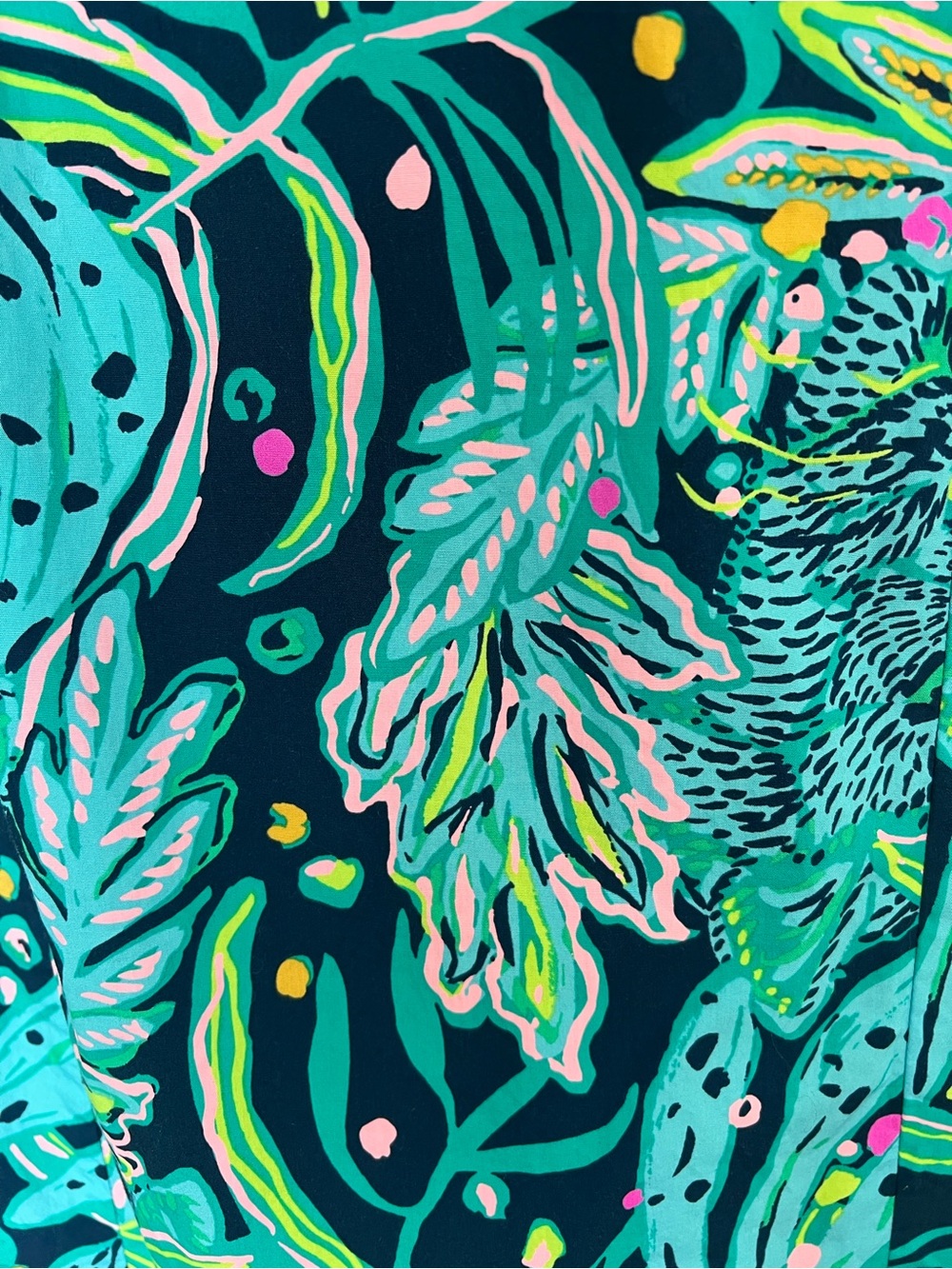 Lilly Pulitzer Shealyn Maxi Caftan Size 12 Navy Tropical Floral Cotton Lace Trim - Picture 8 of 16